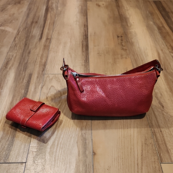 kate spade Handbags - kate spade Red Pebbled Leather Bag with Matching Wallet Set